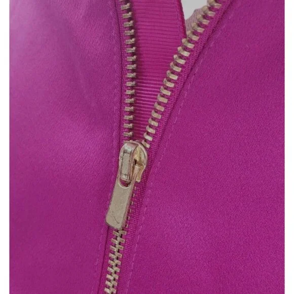 H&M 4 Satin Dress A-line Sleeveless High Neckline Zip-up Party Mini Pocket Pink - Picture 11 of 13